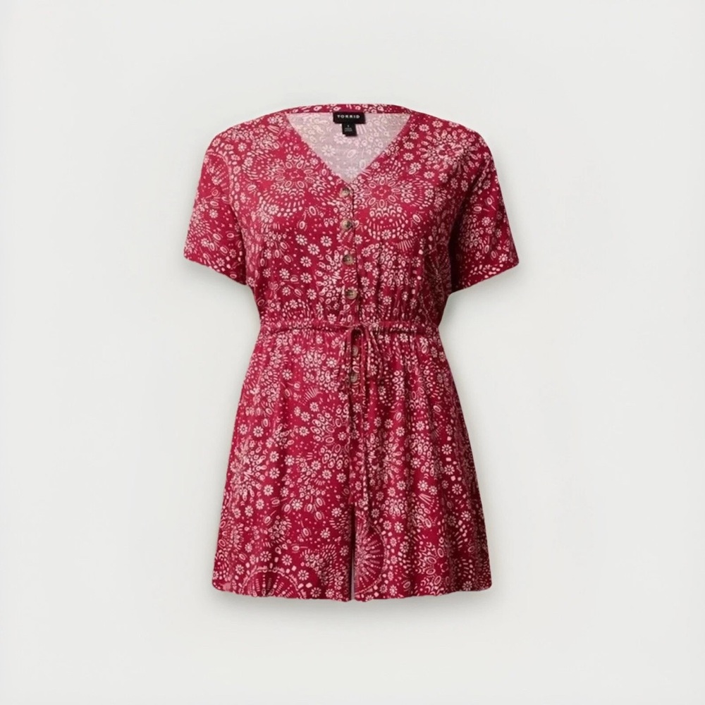 TORRID | Rayon Slub Button Front Romper